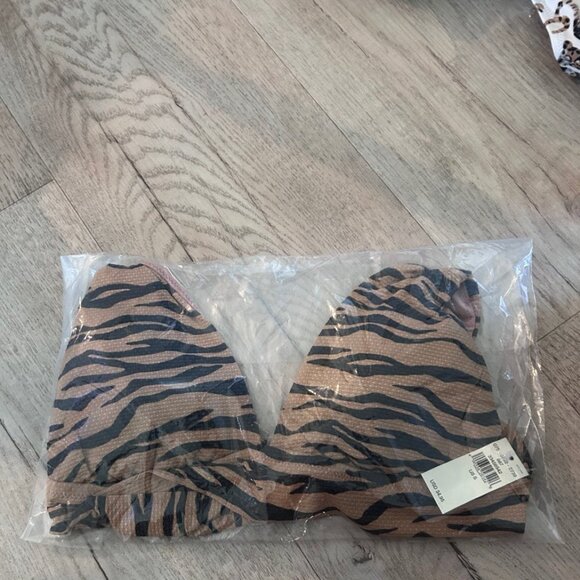NWT Aerie Pique Animal Print Triangle Bikini Top\ - Picture 2 of 3